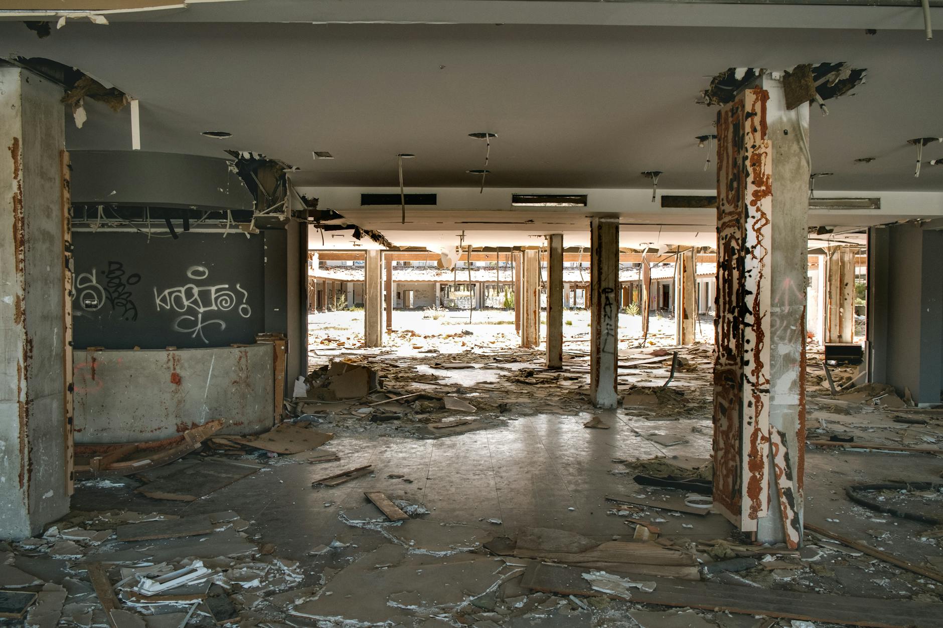 destruction in abandoned building